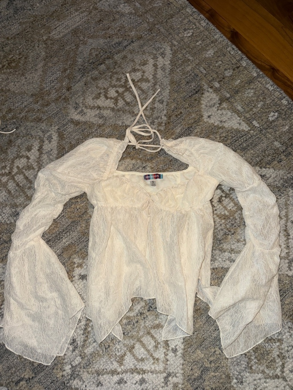 Urban Outfitters Cream Lace Peasant Blouse